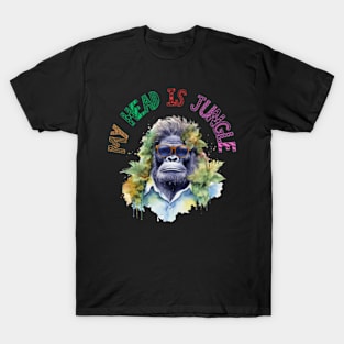 My head is Jungle Gorilla Funny T-shirt T-Shirt